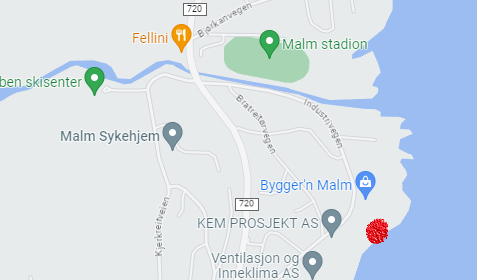Kart badestrand Malm - Klikk for stort bilde