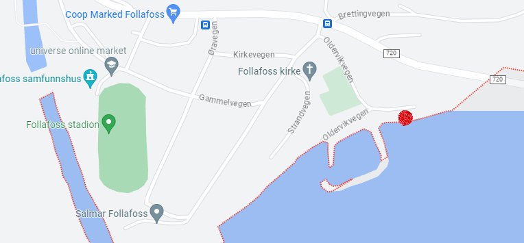 Kart badestrand Folla - Klikk for stort bilde