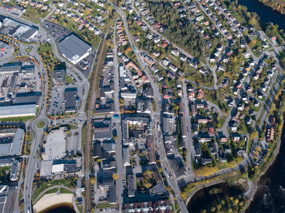 Flyfoto - Nordsia av Steinkjer - Klikk for stort bilde