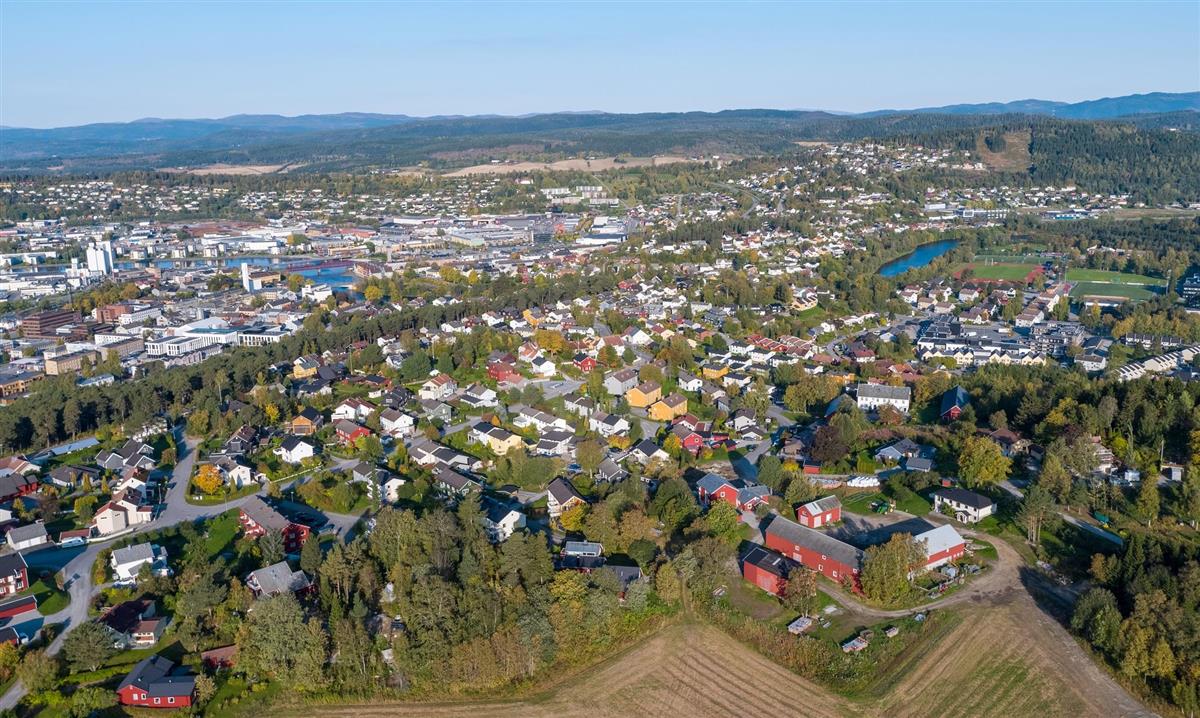 Flyfoto over Steinkjer - Klikk for stort bilde