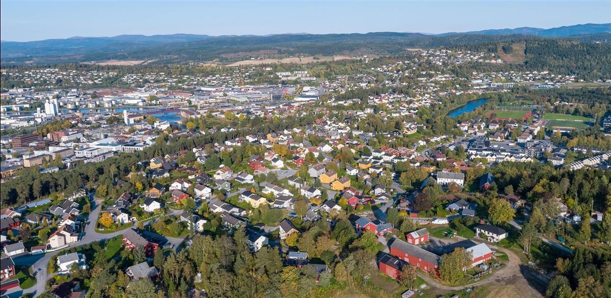 Flyfoto over Steinkjer - Klikk for stort bilde